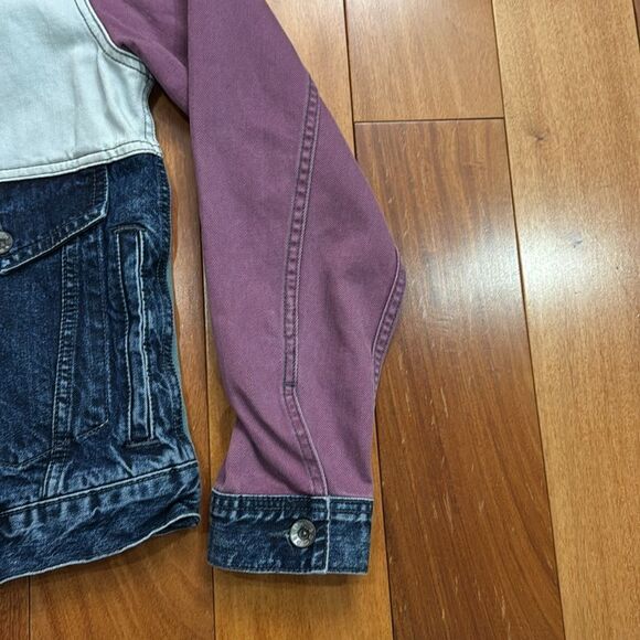 NWOT Urban Outfitters BDG Mens Color Block Denim Trucker Jacket Multicolor Sz M - Picture 8 of 12